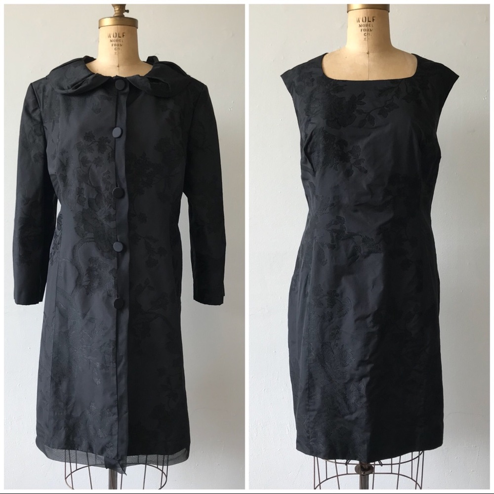 Carolina Herrera Black Jacquard Dress & Jacket Set